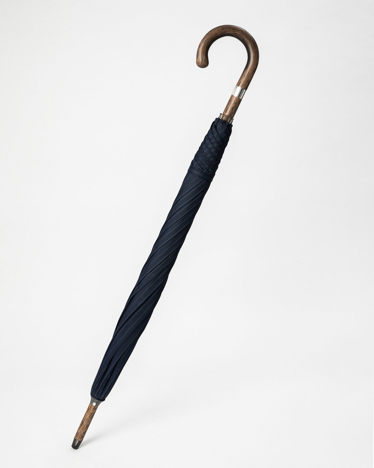 London Undercover Navy Pinstripe Oak Solid Stick Umbrella
