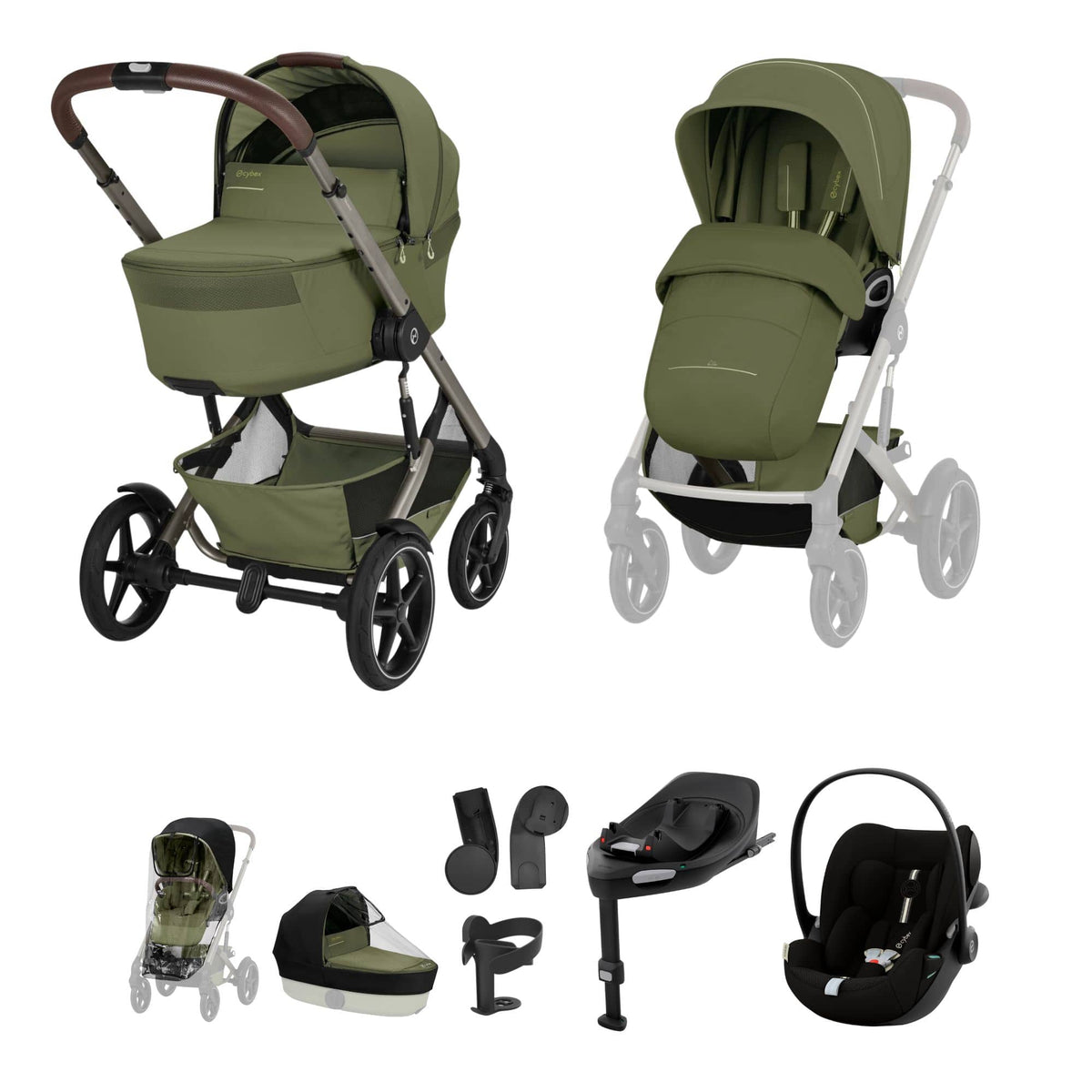 Cybex Talos S Lux (Cloud G3 Plus) Ultimate Travel System - Taupe/Moss Green (2026)
