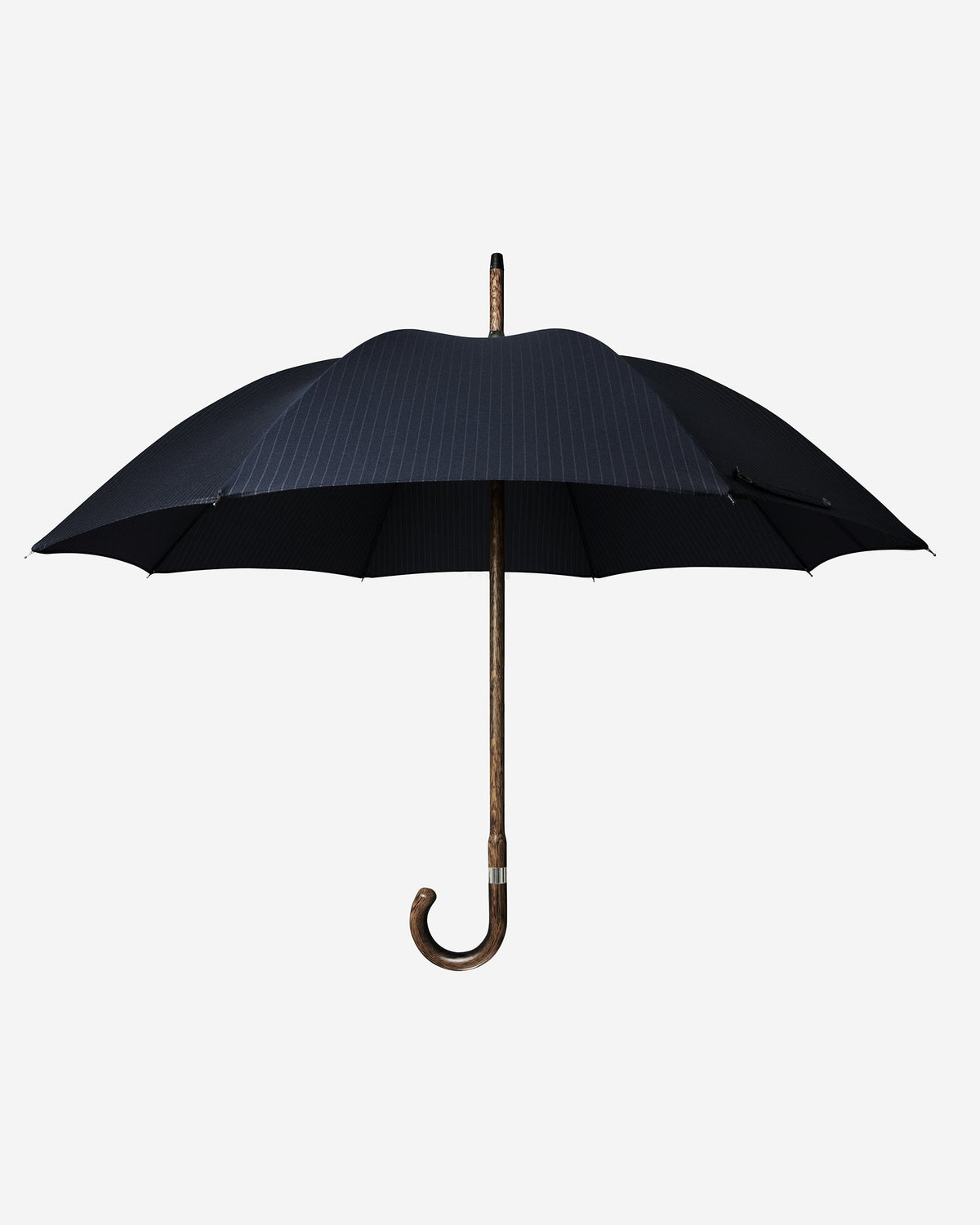 London Undercover Navy Pinstripe Oak Solid Stick Umbrella