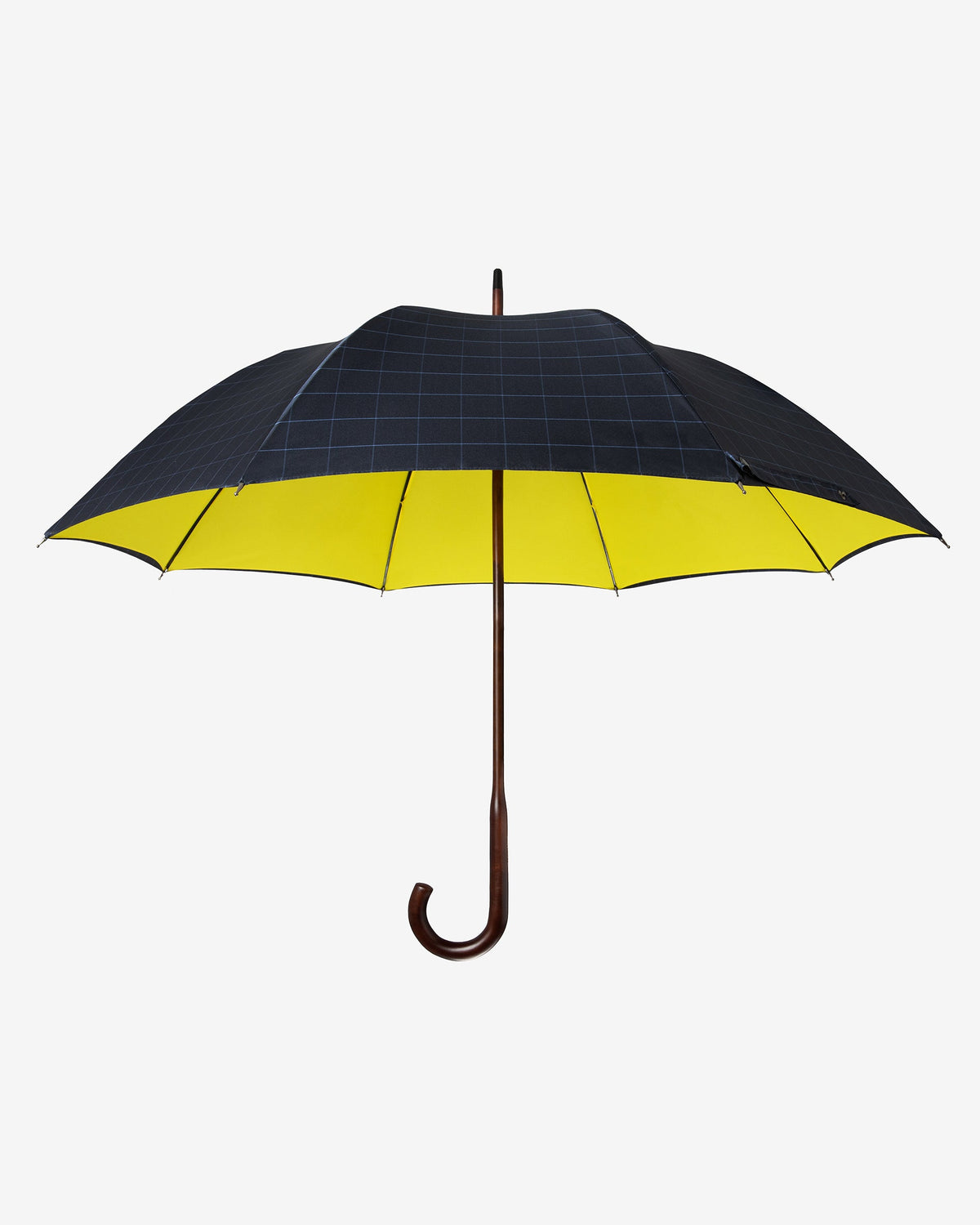 London Undercover Navy Windowpane Yellow Classic Umbrella