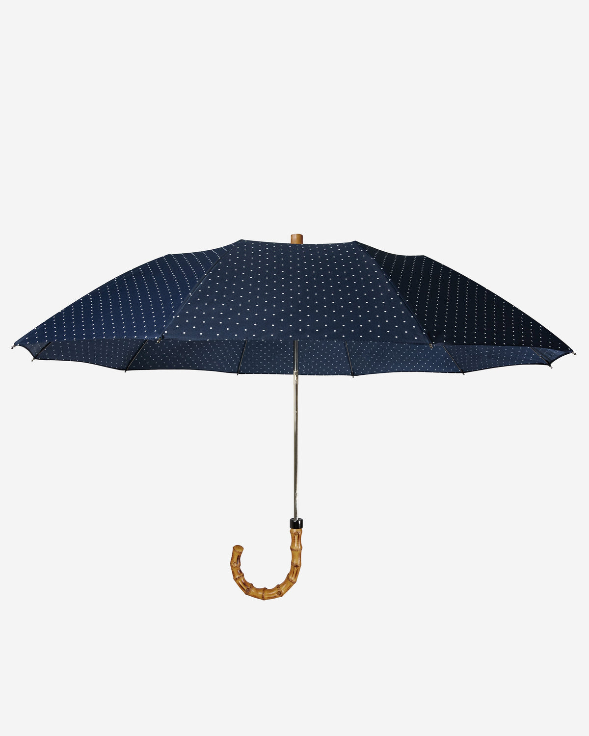 London Undercover Navy Polka Dot Whangee Telescopic Umbrella