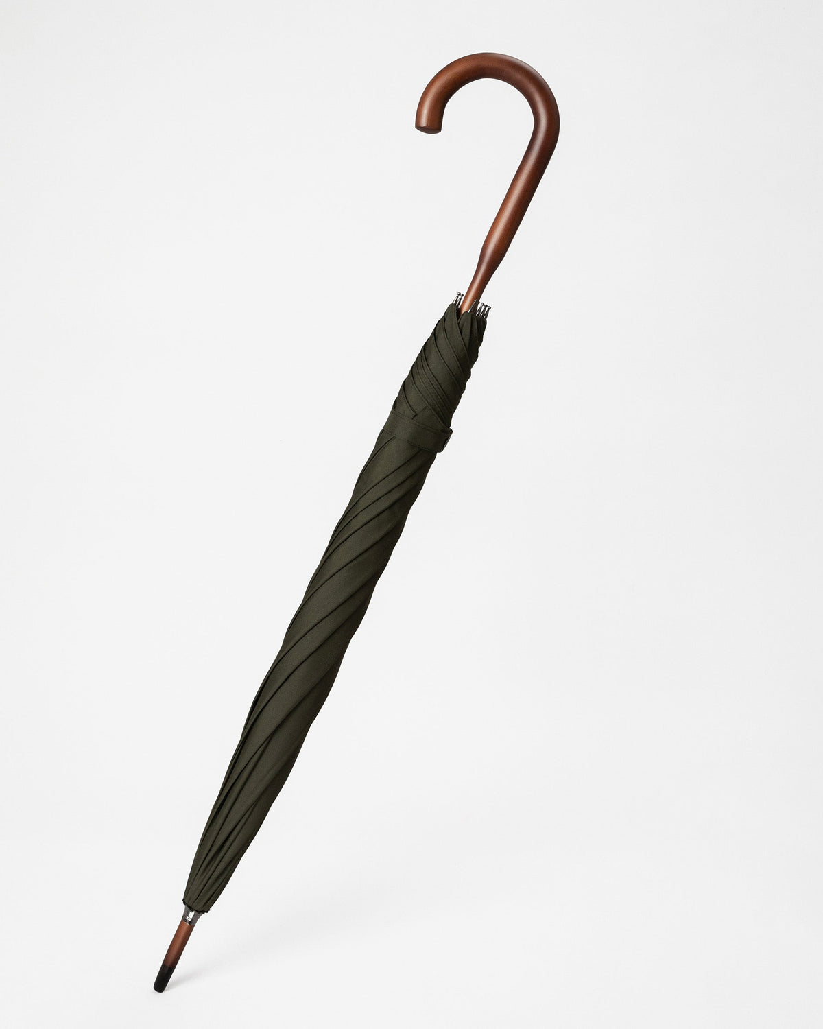 London Undercover Olive Oxford Stripe Classic Umbrella