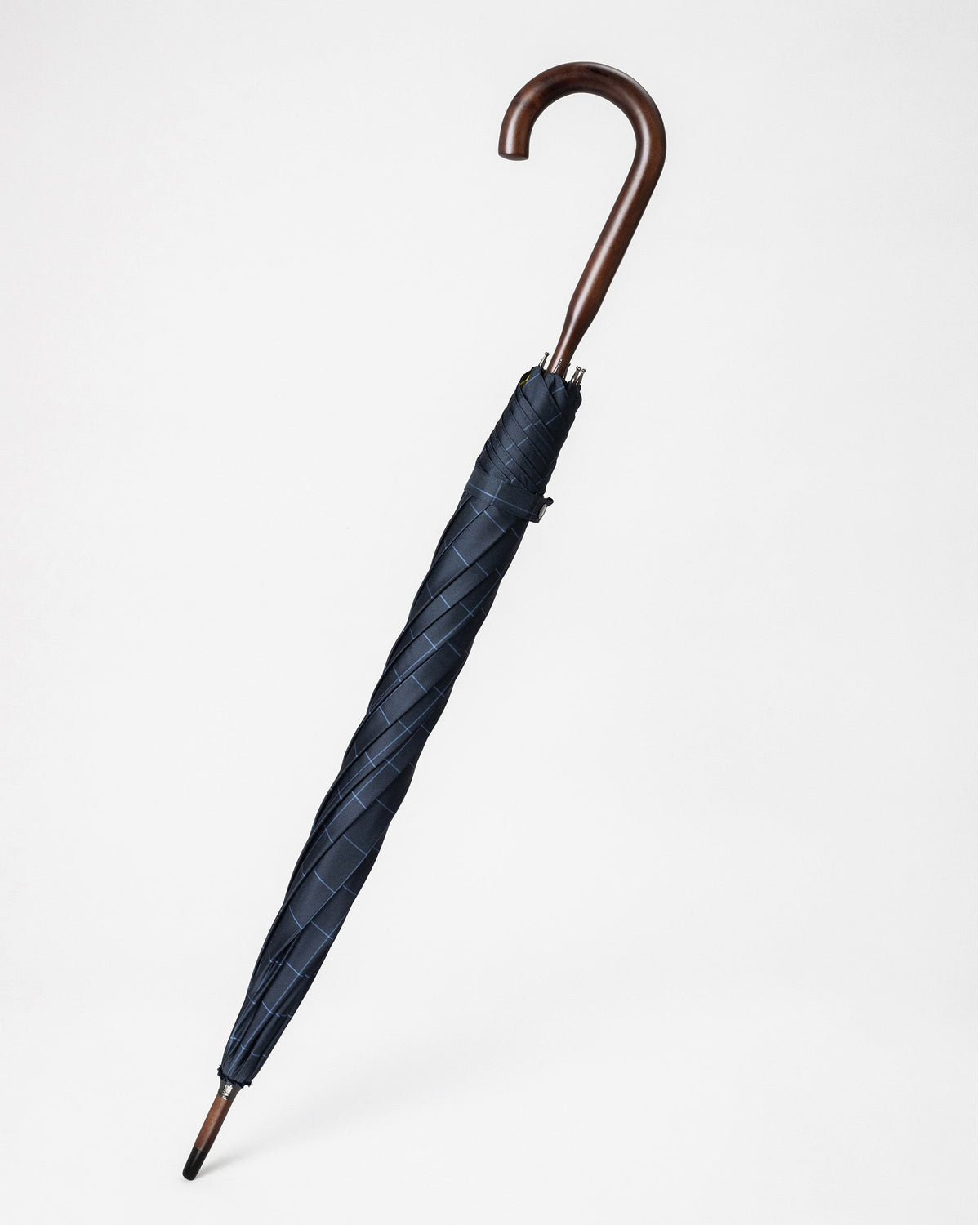 London Undercover Navy Windowpane Yellow Classic Umbrella