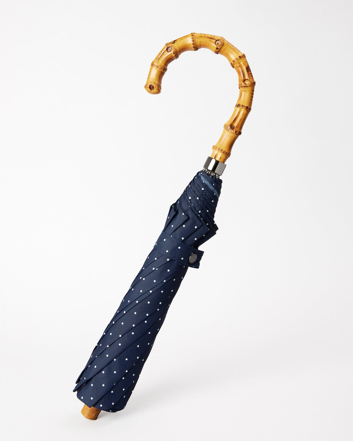 London Undercover Navy Polka Dot Whangee Telescopic Umbrella