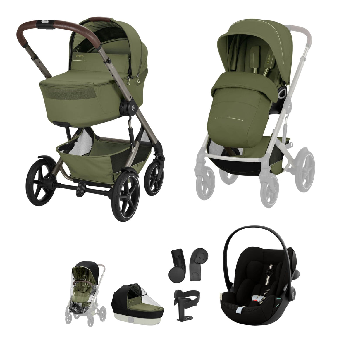 Cybex Talos S Lux (Cloud G3 Plus) Travel System - Taupe/Moss Green (2026)