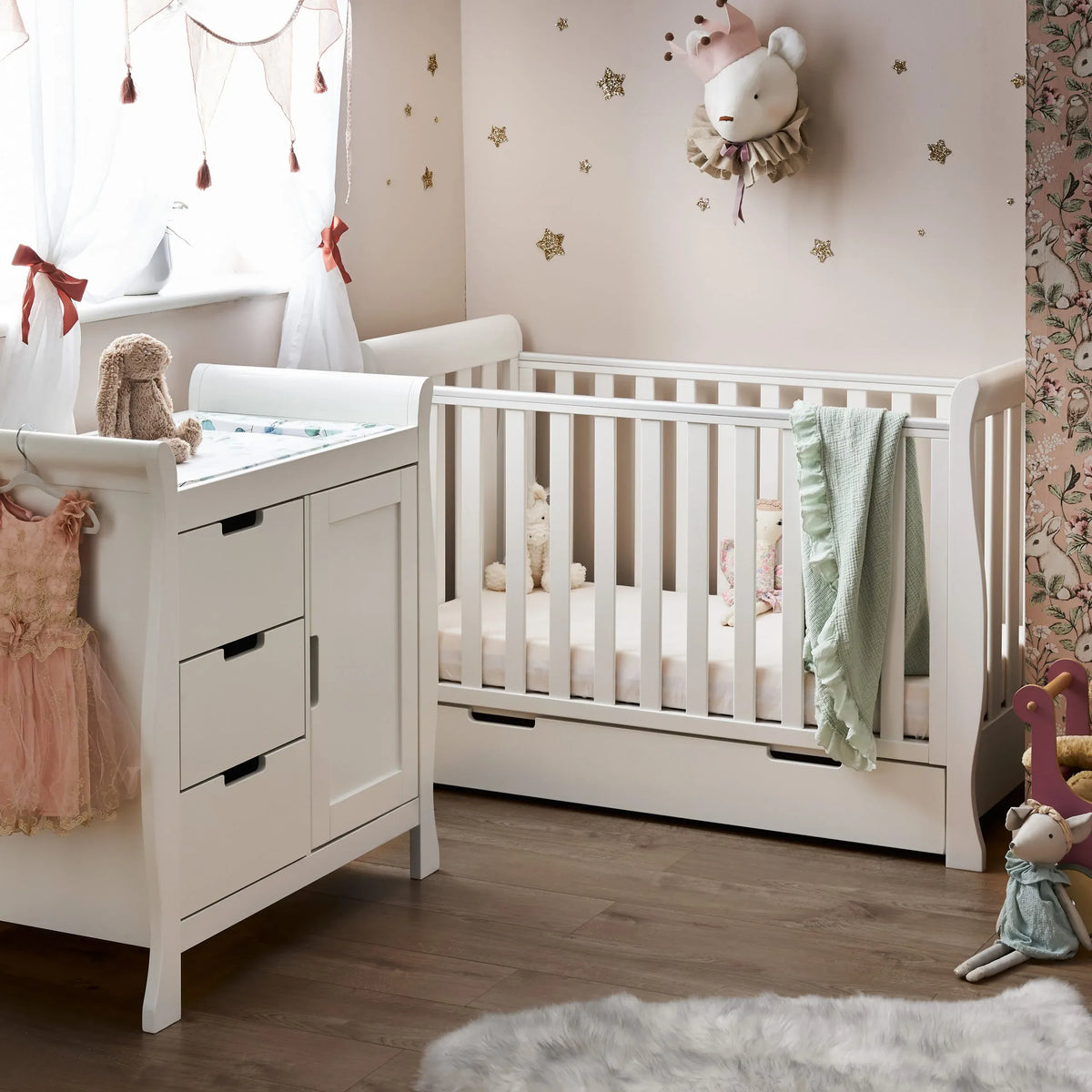 Obaby Stamford Mini Sleigh (2 Piece) Room Set - White