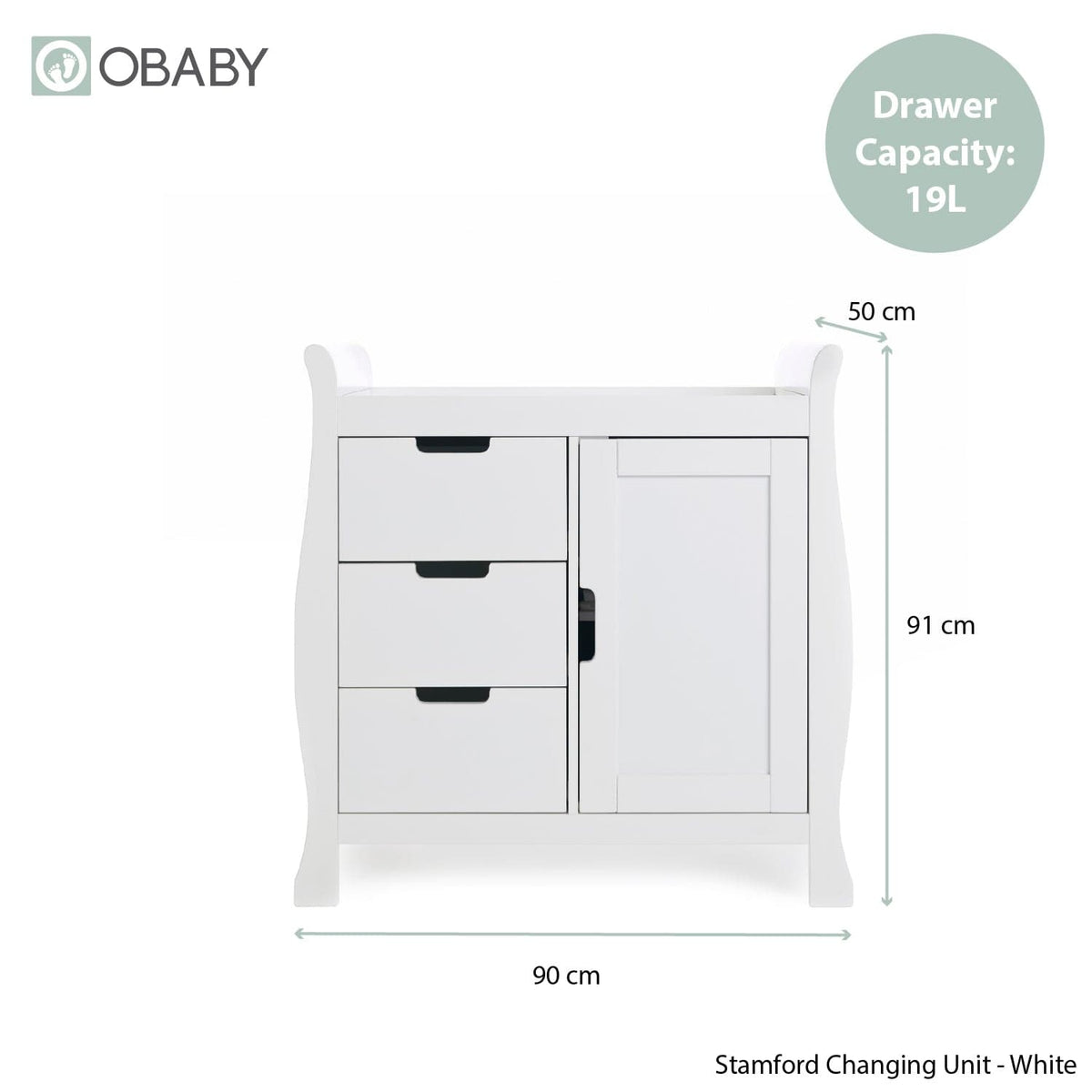 Obaby Stamford Mini Sleigh (3 Piece) Room Set - White