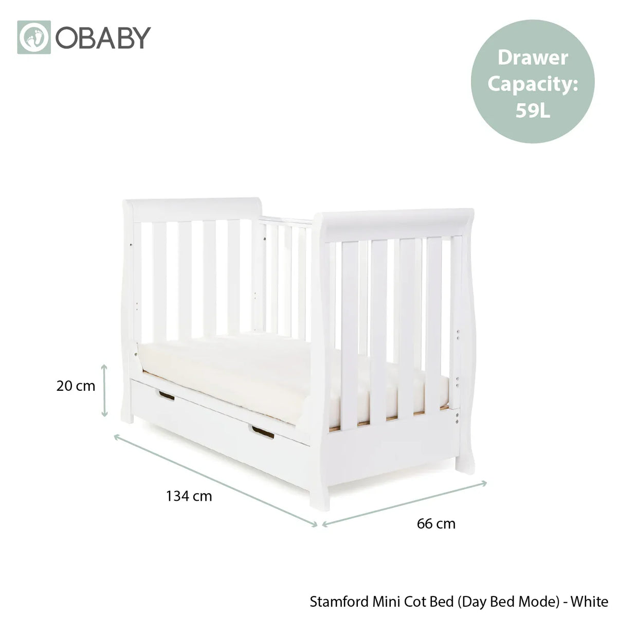 Obaby Stamford Mini Sleigh (3 Piece) Room Set - White
