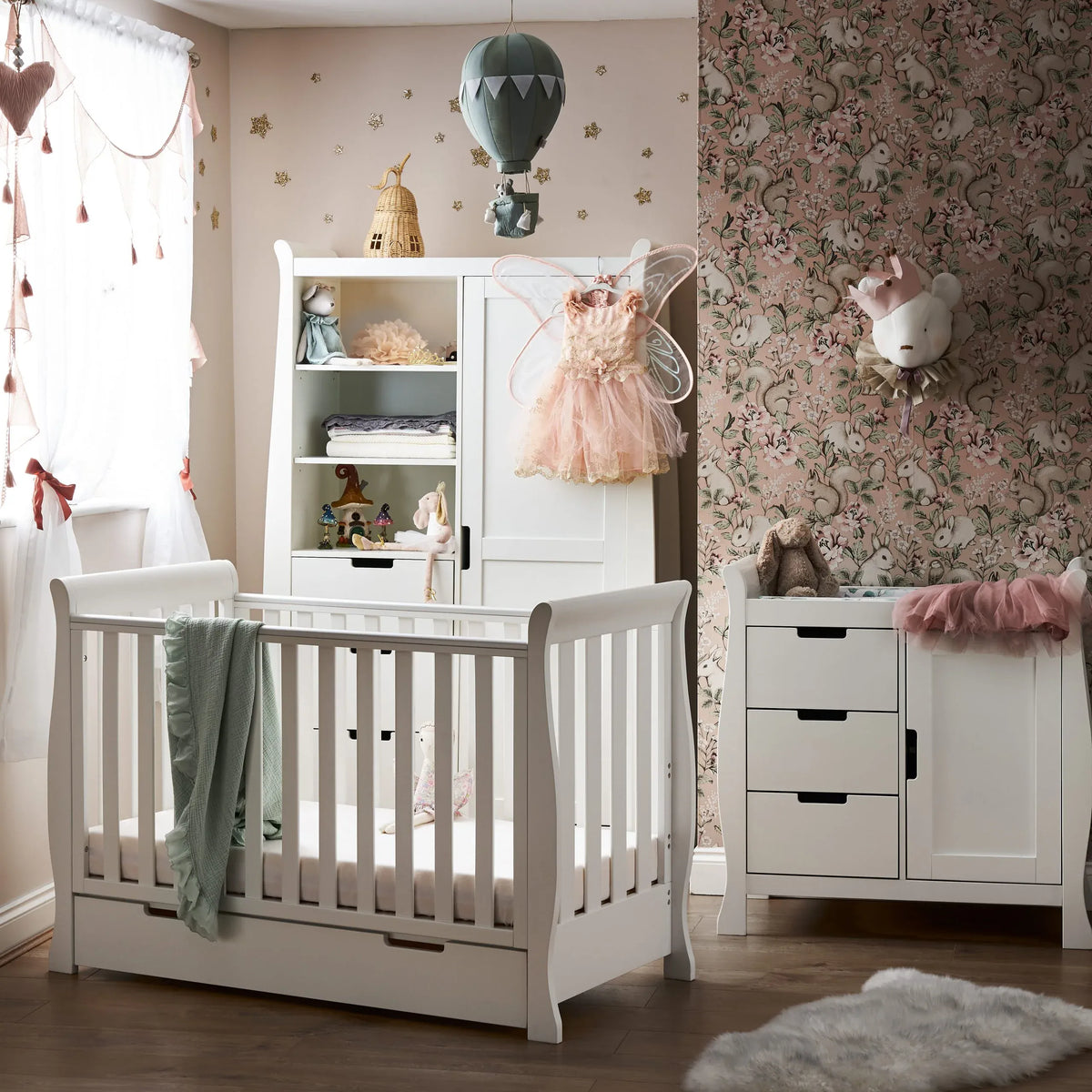 Obaby Stamford Mini Sleigh (3 Piece) Room Set - White