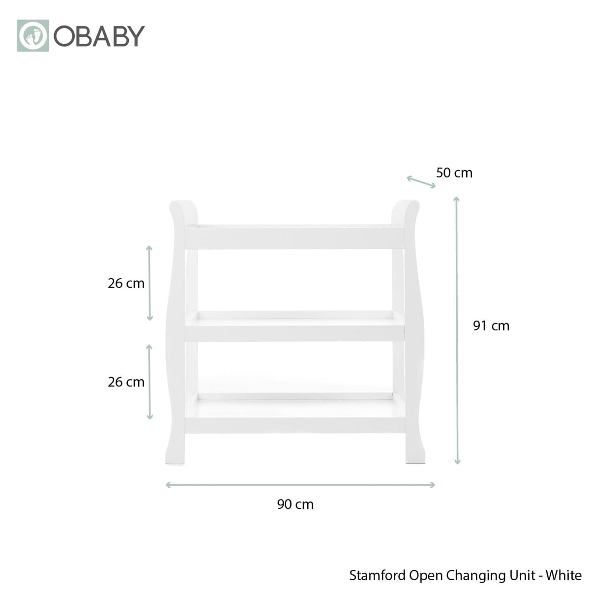 Obaby Stamford Space Saver Sleigh (2 Piece) Room Set - White