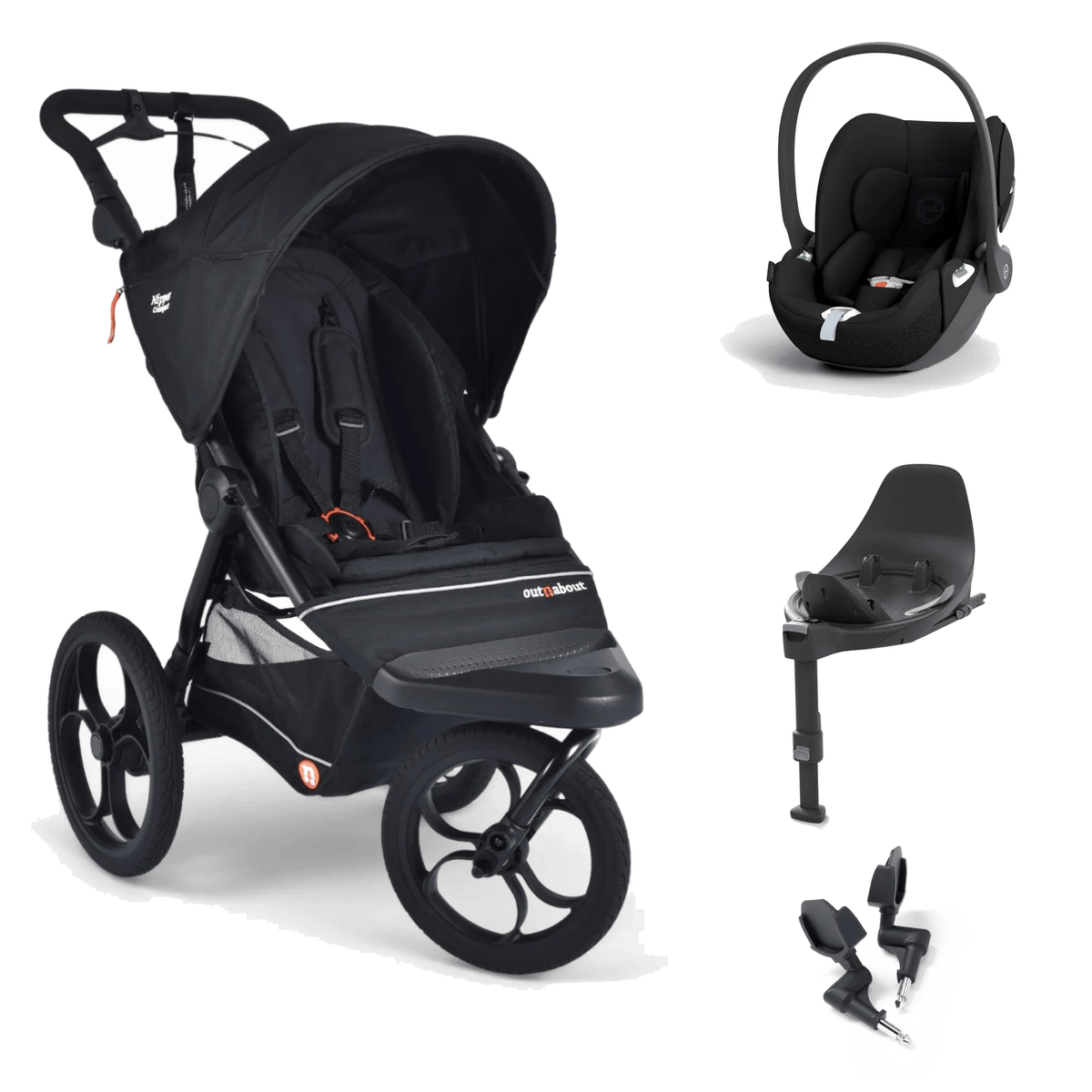 Out N About Nipper Compact (Cloud T) Travel System - Black