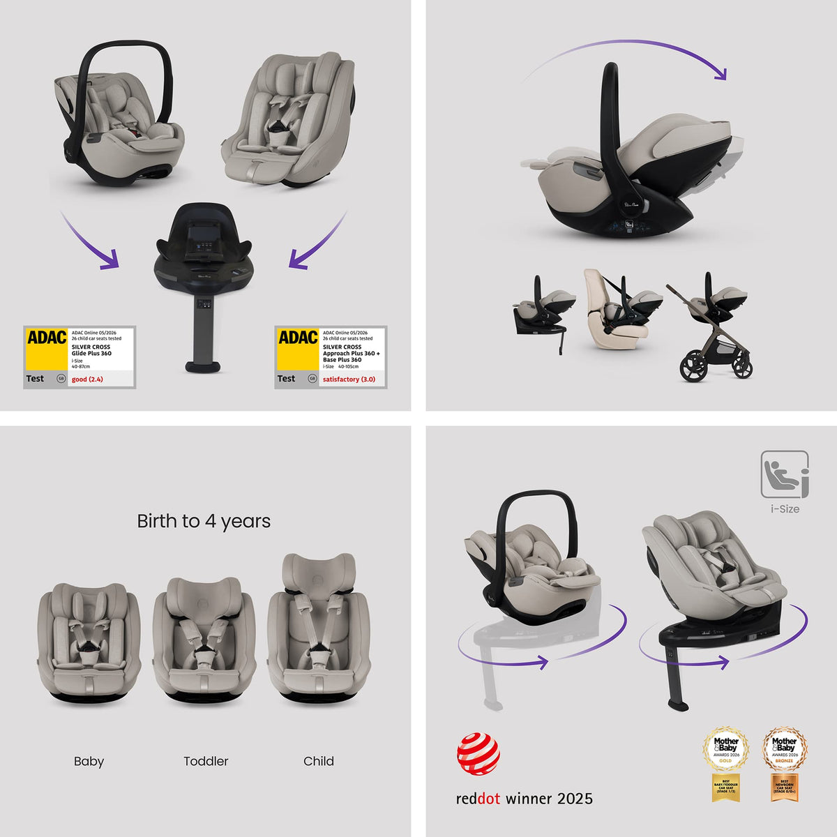 Silver Cross Cove 2 Ultimate 360 Family Travel System - Champagne